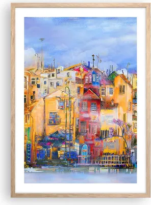 Produktbild von Gerahmtes Poster - Rahmen in heller Eiche - Altstadt Mietshaus - 50x70 cm - Wand Bild - Wanddeko - Wandbilder - Wandposter - Bilderrahmen - Bilder - Kunstdruck - Wandbild - P2NPA50x70-3419