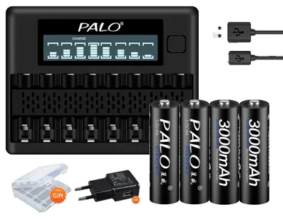 Obrázek produktu pro Nabíjecí baterie, kapacita 3000 mAh, inteligentní nabíječka, nabíječka pro 4 baterie