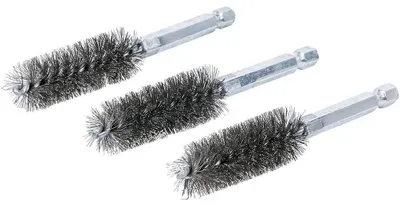 Image de Brosse en Acier 3 pcs - 17 mm D., 6,3 mm (1/4) - Résistante et Polyvalente pour Nettoyage et Débouchage - D-Work