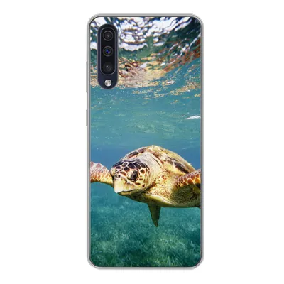 Produktbild von MuchoWow® Handyhülle Schutzhülle Hülle für Samsung Galaxy A50 Schildkröte - Wasser - Blau Silikon Softcase Handy Hülle - Mobiltelefonhülle