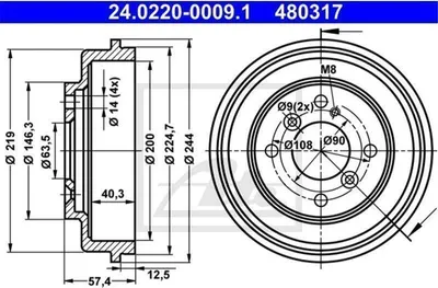 Produktbild von Bremstrommel ATE 24.0220-0009.1