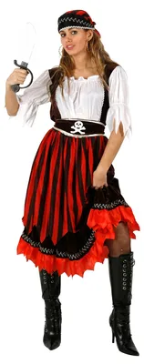 Zdjęcie produktu dla Kostium damski „Zwodnicza piratka” w rozmiarze plus size, czerwono-czarny – XS / S
