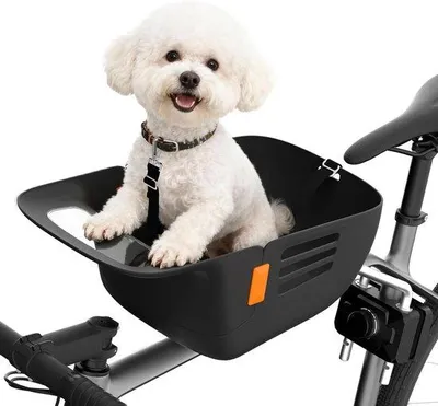 Produktbild von Hunde-Fahrradkorb - Fahrradkorb Hund - Gemeinsam Fahrräder - Robuste Aluminiumkonstruktion - Bis zu 12 kg - Schwarz