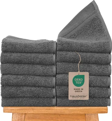 Produktbild von Hausfelder Gästehandtücher Set Premium Handtücher (Grau, 12 Gästehandtücher 50x30cm)