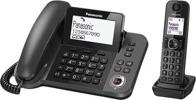 Produktbild von Telefon bezprzewodowy Panasonic KX-TGF320E z identyfikacją numeru dzwoniącego, czarny