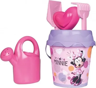 Immagine prodotto di Set di giochi da spiaggia Minnie SMOBY, con annaffiatoio, setaccio, rastrello, paletta e formine per la sabbia, diametro 17 cm, plastica riciclata, 18+ mesi