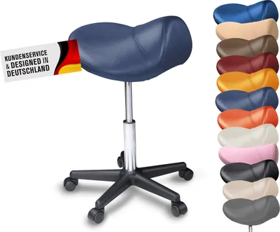 Produktbild von Sattelhocker, Sattelstuhl, Praxishocker - bequemes & ergonomisches Sitzen (Marineblau)