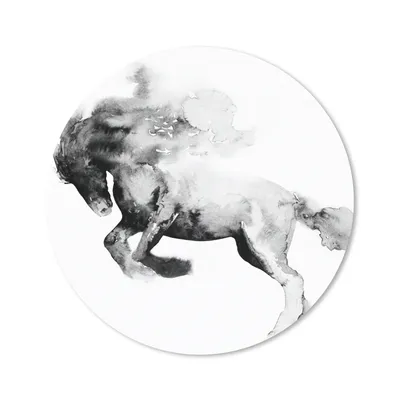 Produktbild von MuchoWow® Mauspad Mousepad Gemälde - Pferd - Tiere - Ölfarbe - Schwarz - Weiß 40x40 cm - Mousepads - Maus Mat - Pad - Mausunterlage - Schreibtisch Accessoires