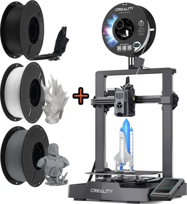 Produktbild von 3D tlačiareň Creality Ender-3 V3 KE, vysokorýchlostná tlač, vysokoteplotný ohrev, automatické vyrovnávanie+ 1 kg čierneho PLA filamentu+ 1 kg bieleho PLA filamentu+ 1 kg sivého PLA filamentu