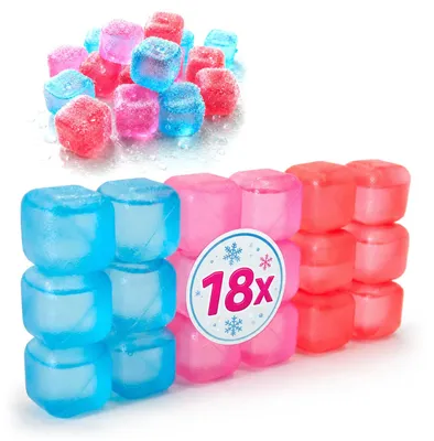 Obrázek produktu pro Opakovaně použitelné ledové kostky, 18 kusů - čtvercové - 2,5 x 2,5 x 2,5 cm - plastové