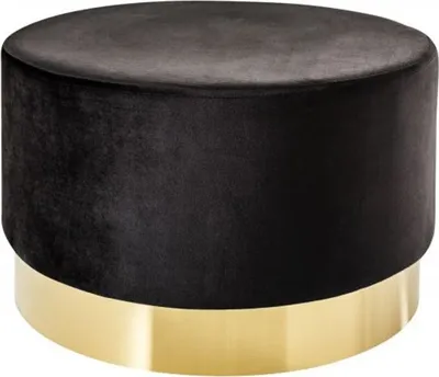 Produktbild von Casa Padrino Designer Rundhocker Schwarz / Gold B. 55 x H. 35 cm - Wohnzimmer Möbel