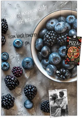 Produktbild von Magnettafel 60x90cm Pinnwand Whiteboard beschreibbar - Heidelbeeren Brombeeren