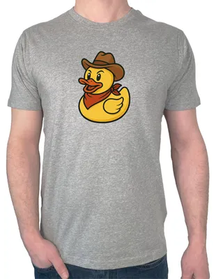 Produktbild von Huuraa Herren T-Shirt Quietscheente Cowboy Gummiente Wilder Westen M Sport Grey Bio Baumwolle Fairtrade Herrenshirt Geschenkidee