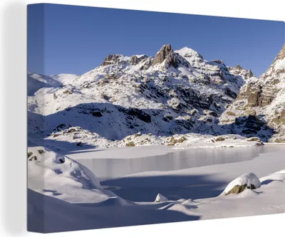 Obrázek produktu pro OneMillionCanvasses® - Obraz na plátně - 140x90 cm, Zimní krajina v národním parku Mercantour v Evropě, Nástěnné umění tisk nástěnné dekorace - Fotografie na plátně - Malba na plátně