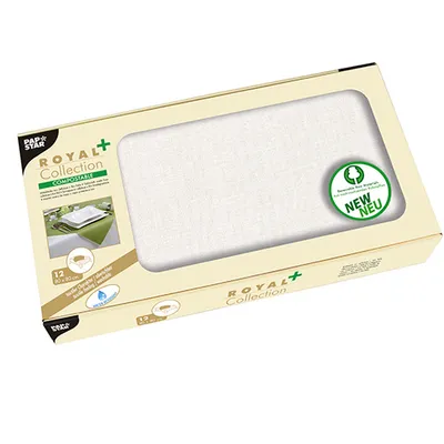 Produktbild von Papstar Wasserdichte Mitteldecken PV-Tissue, weiß "ROYAL Collection Plus" 80 x 80 cm 12 Stück