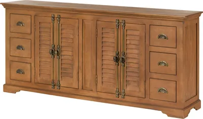 Image de MASSIVMOEBEL24 | Buffet TOULOUSE #17 Bois de Manguier Huilé Beige - 200x45x90