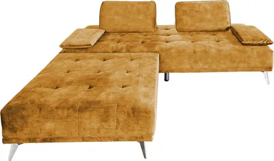 Produktbild von KAWOLA Sofa WIOLO Schlafsofa Daybed mit Hocker velvet cognac