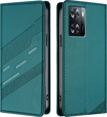Image de Etui pour Oppo A57 4G/A77 4G/A57S 4G/A57e 4G/A57S 4G, étui portefeuille en cuirPolyuréthaneavec fente pour cartes et fonction stand Grün