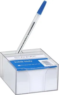 Zdjęcie produktu dla Kubik plastikowy 85x85x50 kartki białe. STARPAK