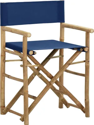 Produktbild von vidaXL Klappbare Regiestühle 2 Stk. Blau Bambus und Stoff