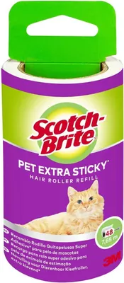 Image de Scotch Brite - Recharge rouleau à peluches Brite, extra collant pour poils d'animaux, 48 feuilles