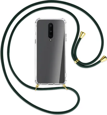 Produktbild von Handykette Backcover-Schutzhülle mit Band (Metall goldfarben) für OnePlus 8 - dunkelgrün