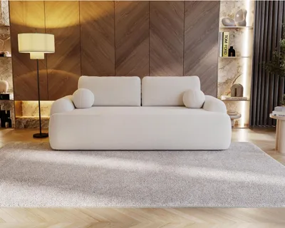 Produktbild von CLOUD Schlafsofa 260 cm mit Schlaffunktion 200 x 134 cm, Bouclé Sofa, Couch mit Bettkasten, Weiß (Lambi 07)