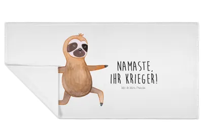 Produktbild von Mr. & Mrs. Panda Handtuch Faultier Yoga - Weiß - Geschenk, faul, Flauschtuch, Entspannung, Frotteehandtuch, 50x100, baumwolle, Yogaübungen, gesichtshandtuch