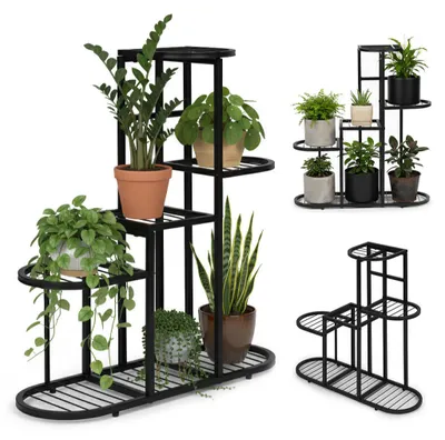 Obrázek produktu pro ModernHome ME-ATS24 Stojan na květiny 79 cm, 5 polic, kov, černý