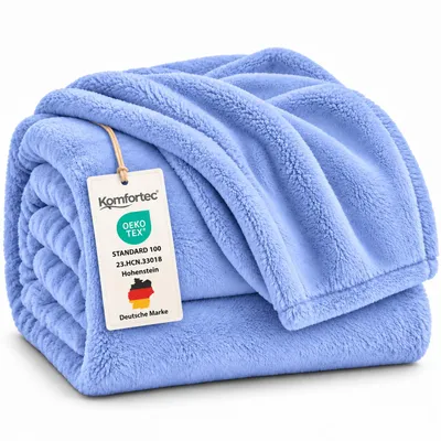 Produktbild von Wohndecke Kuscheldecke 260 g/m², flauschige Wohndecke, Fleecedecke, Hellblau