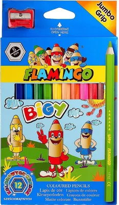 Produktbild von Bigy Bleistift Buntstifte 12 Farben Anspitzer Flamingo