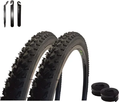 Zdjęcie produktu dla 2 x opony rowerowe VEE Rubber V157 26" czarne 50-559 (26 x 1,95) + pasujące dętki AV wraz z łyżkami do opon