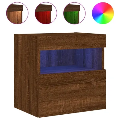 Produktbild von vidaXL TV-Wandschrank mit LED-Leuchten Braun Eichen-Optik 40x30x40 cm