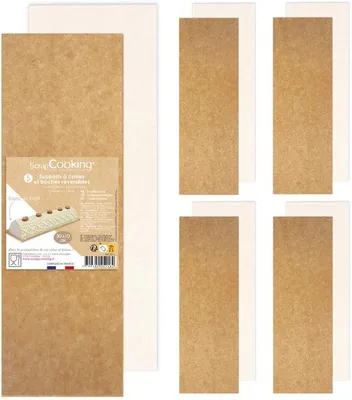 Obrázek produktu pro Sada 5 obdélníkových podnosů na dorty 30 x 10 cm – Kraft – Scrapcooking