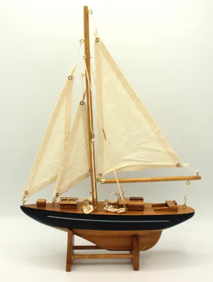 Produktbild von Segel - Yacht Schiffsmodell Holz und Stoffsegel 36 x 26 x 6 cm Segelschiff