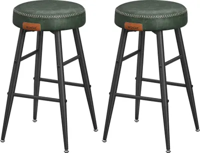 Produktbild von VASAGLE ECHO Kollektion Barhocker, 2er Set, Barstuhl, Kunstleder, Waldgrün