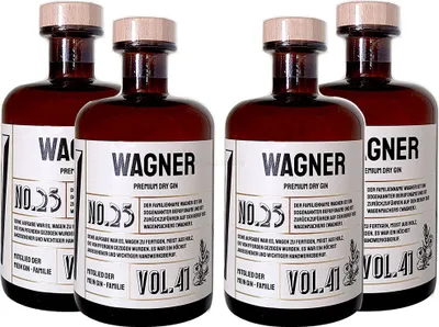 Produktbild von Wagner s Premium Dry Gin No25 - 4er Set Der Wagner Gin 0,5L (41% Vol)- [Enthält Sulfite]