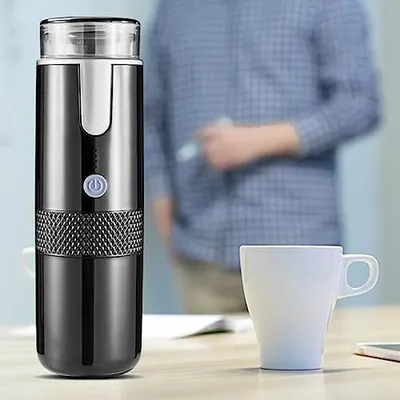 Produktbild von Mini-Handkaffeemaschine, Tragbare Kaffeemaschine, Kabellos, Typ C, Wiederaufladbar, Automatische Mini-Kaffeemaschine mit 1200-mAh-Akku für Reisen,