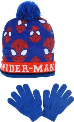 Produktbild von Spider-Man Kinder Jungen Winter-Set Mütze und Handschuhe  , Farbe:Blau, Größe:52