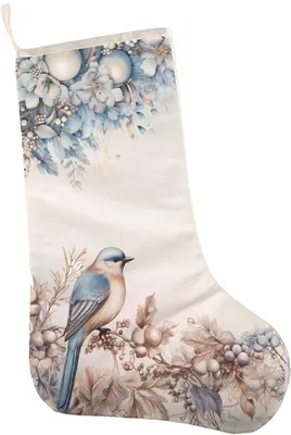 Immagine prodotto di Calzino natalizio Clayre & Eef, beige e blu, 29x1x48 cm