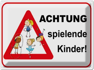 Produktbild von vianmo Blechschild 30x40 cm Achtung spielende Kinder Warnschild Hinweisschild Sicherheit Vorsicht