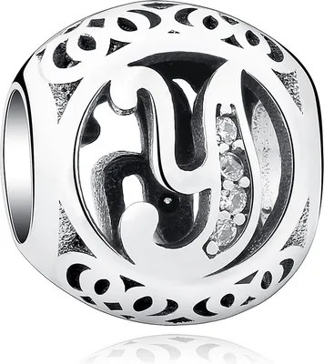 Produktbild von PANDACHARMS Kugel Buchstabe Y Charm , 925er Sterling Silber, passt zu Pandora