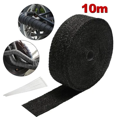 Image de Ikodm 10M Bande de protection thermique en titane pour échappement    Résistance à la chaleur jusqu'à 1 400 °C, bande de protection thermique, collecteur, bande pour collecteur, noir