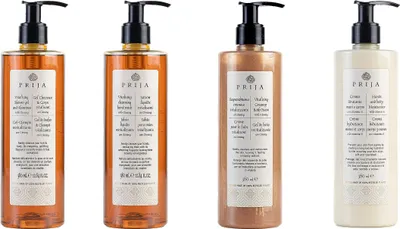 Produktbild von Prija XL Ginseng Set - 4 x 380ml - 1 x Körpercreme für Hände und Körper - 1 x Haut-& Haar Shampoo Vitalisierend - 1 x Flüssigseife Für Geschmeidige Haut - 1 x Cremiges Schaumbad