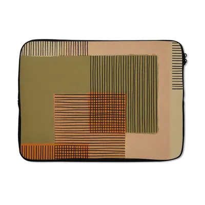 Produktbild von MuchoWow® Laptop Hülle 14 ZollAbstrakt - Linien - Würfel - Patchwork Laptoptasche - Laptoptasche - Stoßsicher - Schutzhaube