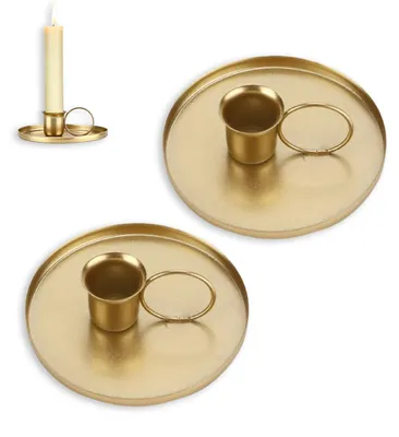 2 Retro-Eisen-Kerzenhalter, Gold, mit Griff, für Tischdeko
