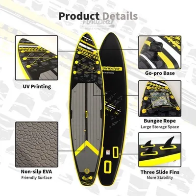 Produktbild von Aufblasbares SUP-Board – 350 x 90 x 15 cm – Stabiles Wassersport-Surfbrett mit Paddeloption
