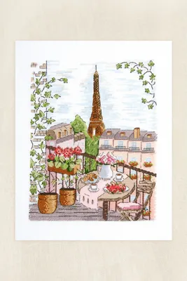 Zdjęcie produktu dla Zestaw do haftu krzyżykowego DMC "Wieża Eiffla", wymiary: 20,5 x 25,7 cm
