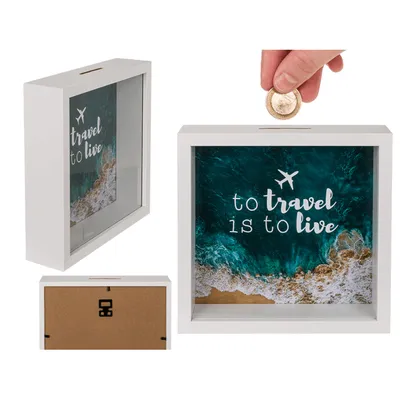 Produktbild von OOTB Holz-Spardose To travel is to live