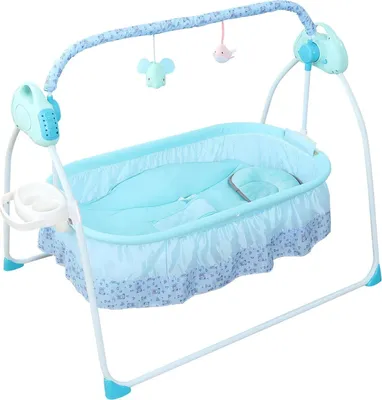 Produktbild von Elektrisches Babybett - Wiege/Babyschaukel - Automatische Wippfunktion - Für 0–18 Monate - Bis 25 kg - Kunststoff - Blau